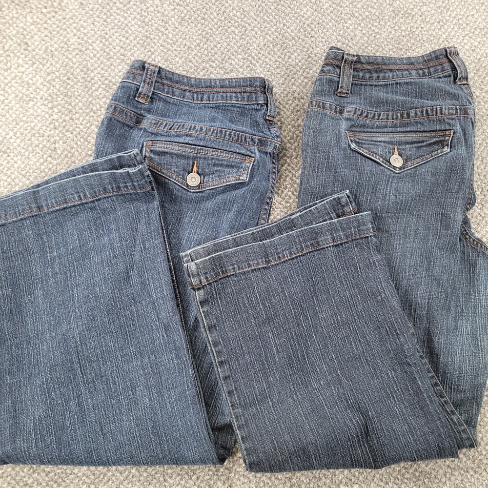 (2) Pair Venezia Women Dark Wash Stretch Trouser Jeans Wide Leg Size 3 Petite